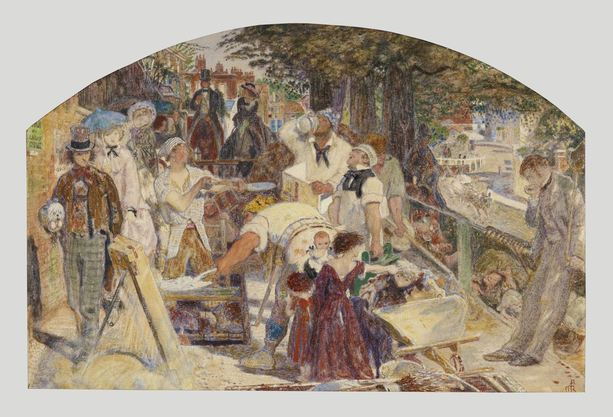 Studie til maleriet 'Work', ca. 1856 (akvarell på papir) av Ford Madox Brown