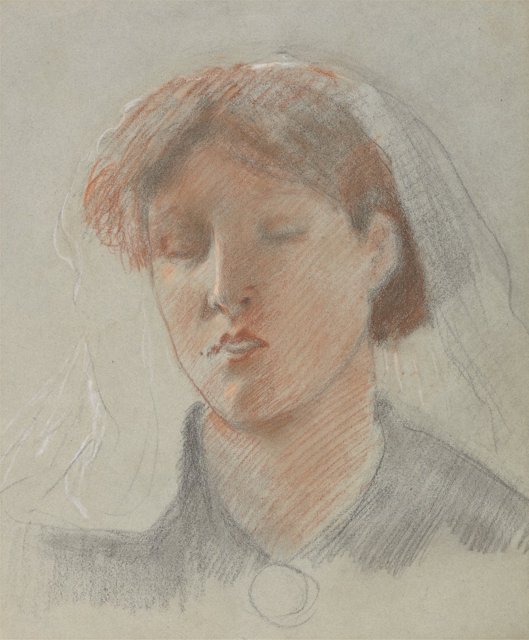 Kunstnerens kone Emma, på bryllupsdagen av Ford Madox Brown