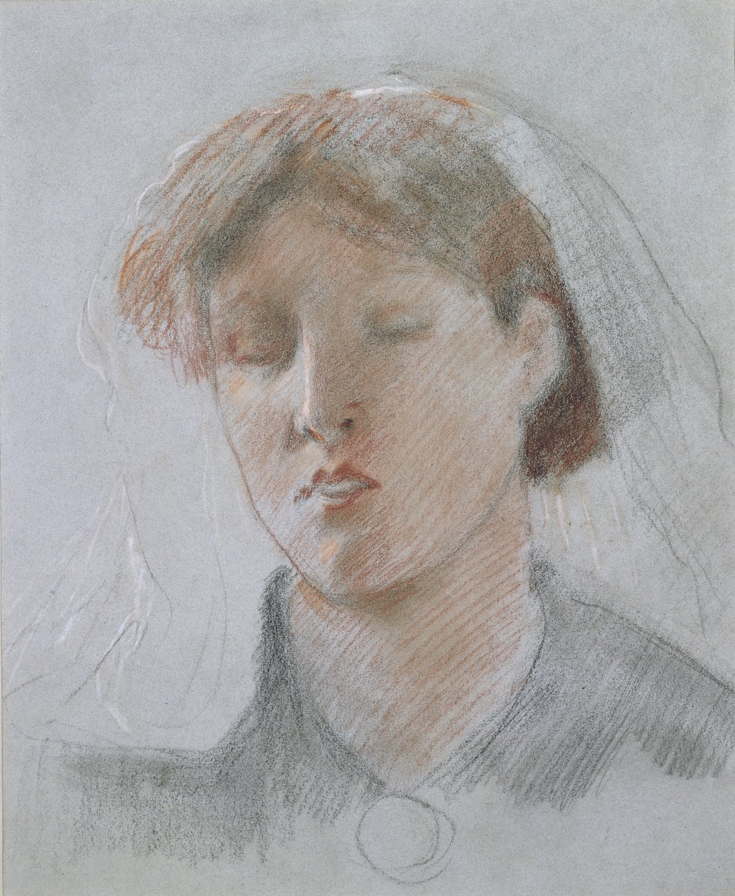 Kunstnerens kone Emma på bryllupsdagen av Ford Madox Brown