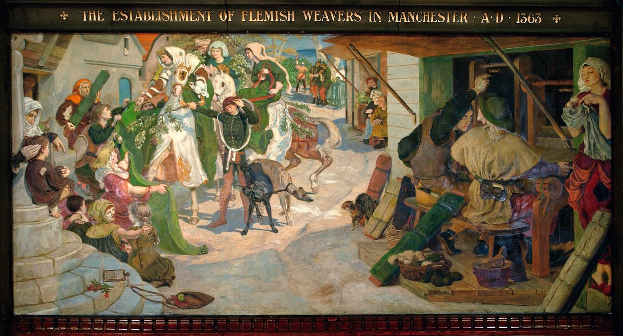 Etableringen av de flamske veverne i Manchester i 1363 av Ford Madox Brown