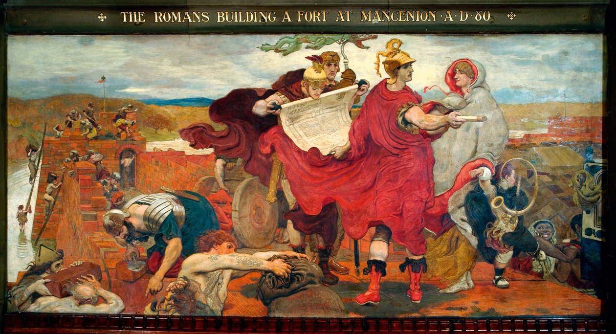 Romerne bygger et fort ved Mancenion 80 e.Kr av Ford Madox Brown