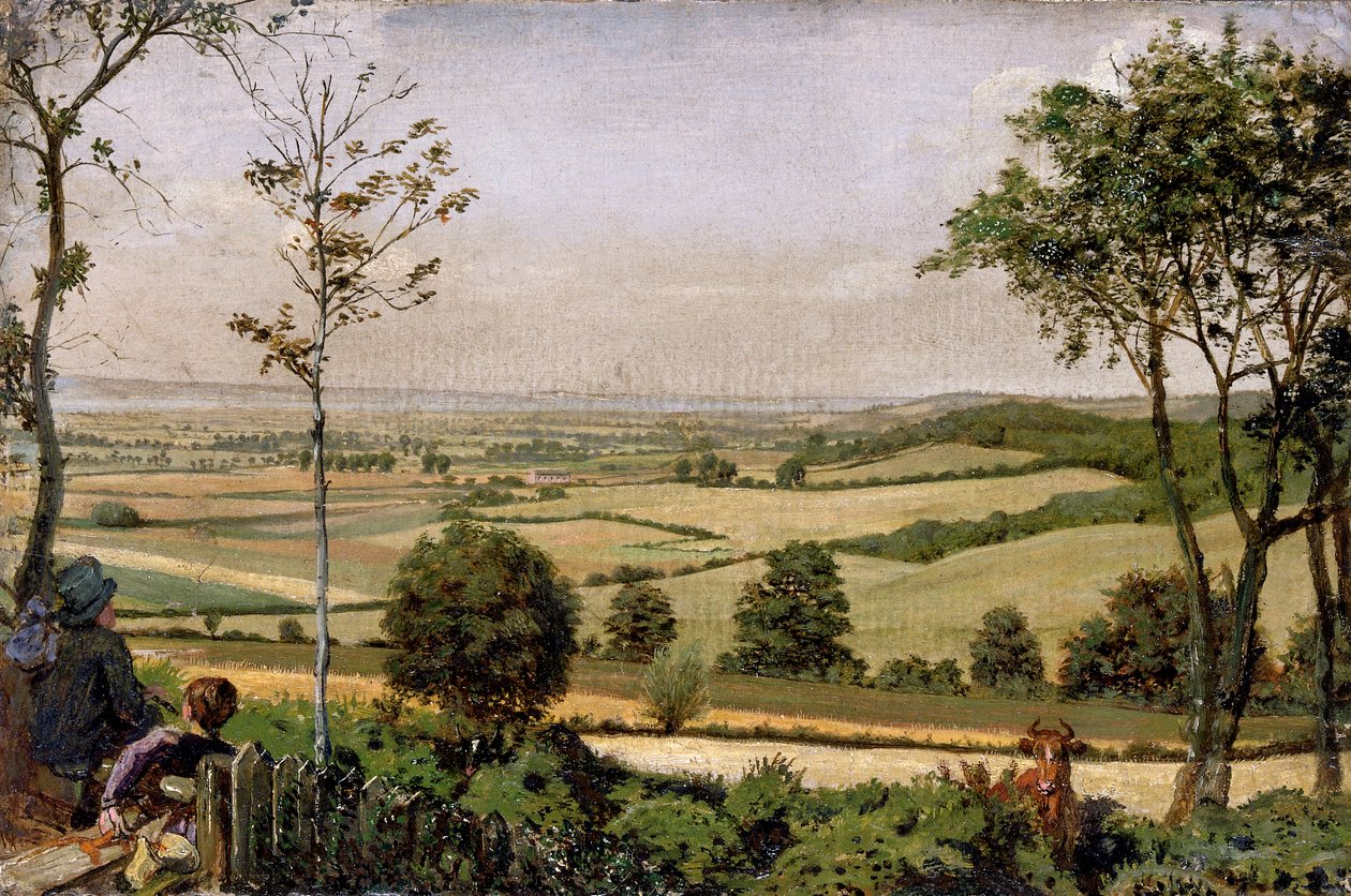 'Utsikt fra Shorn Ridgway, Kent', 1849 og 1873 av Ford Madox Brown