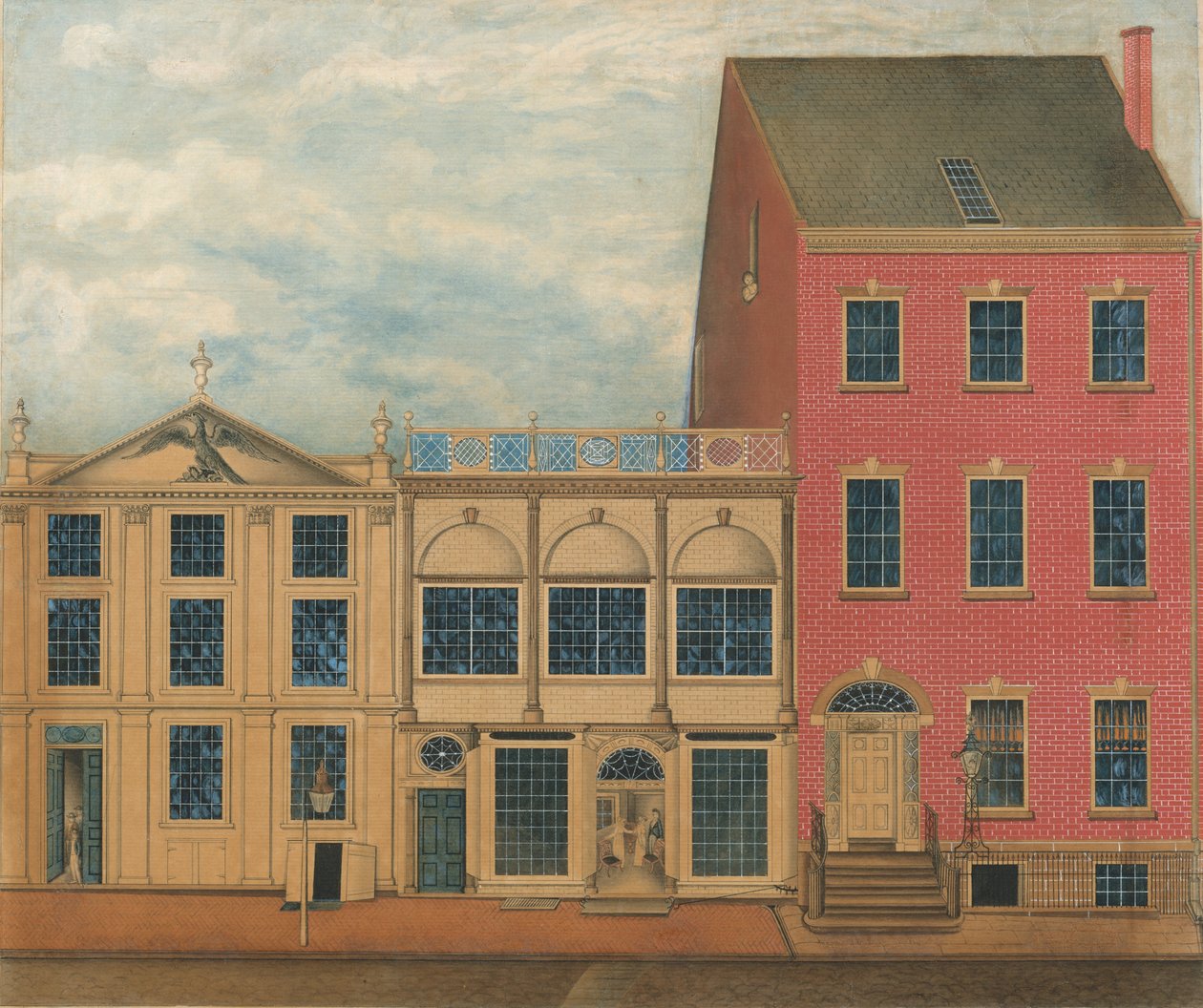 Butikken og lageret til Duncan Phyfe, 168-172 Fulton Street, New York City, ca. 1816. av Formerly attributed to John Rubens Smith