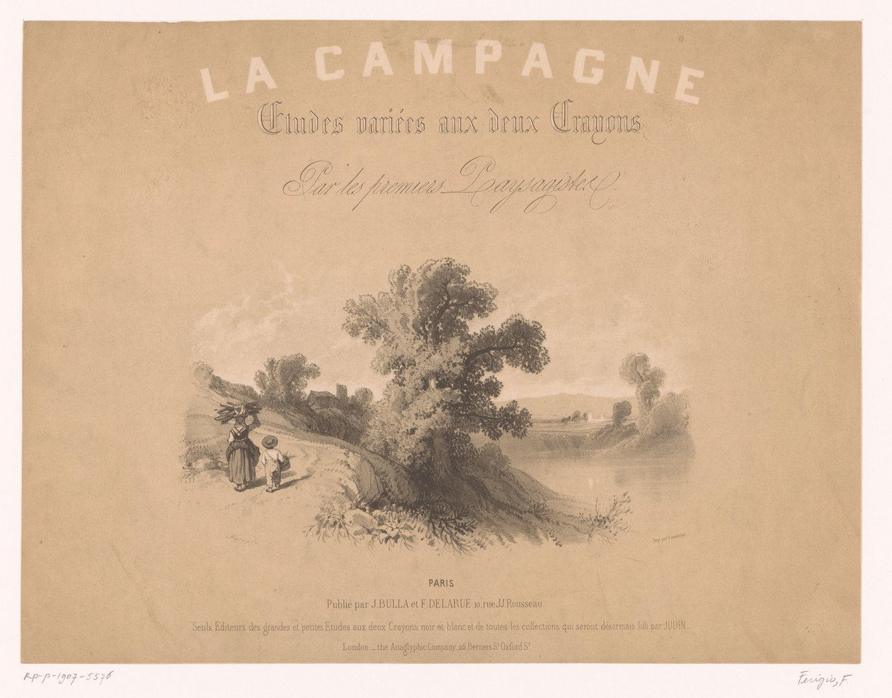 Tittelbilde for: Studier av landlige scener med to typer kritt Studier av landlige scener med to typer kritt (serietittel) La kampanjen. Etudes variées aux deux Crayons par les premiers Paysagistes (serietittel på objekt) av Fortuné Ferogio