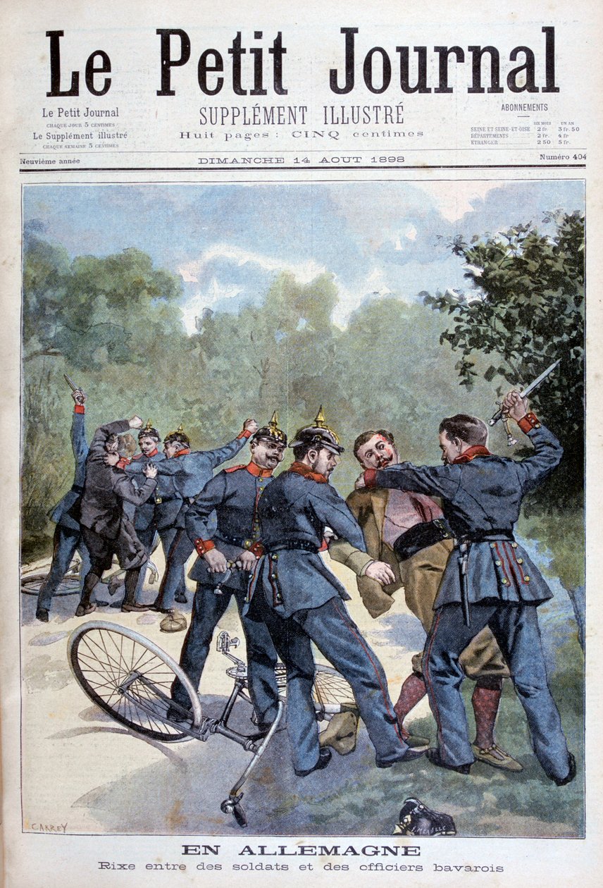 Et slagsmål mellom tyske soldater og bayerske offiserer, Tyskland, 1898 av Fortuné Méaulle