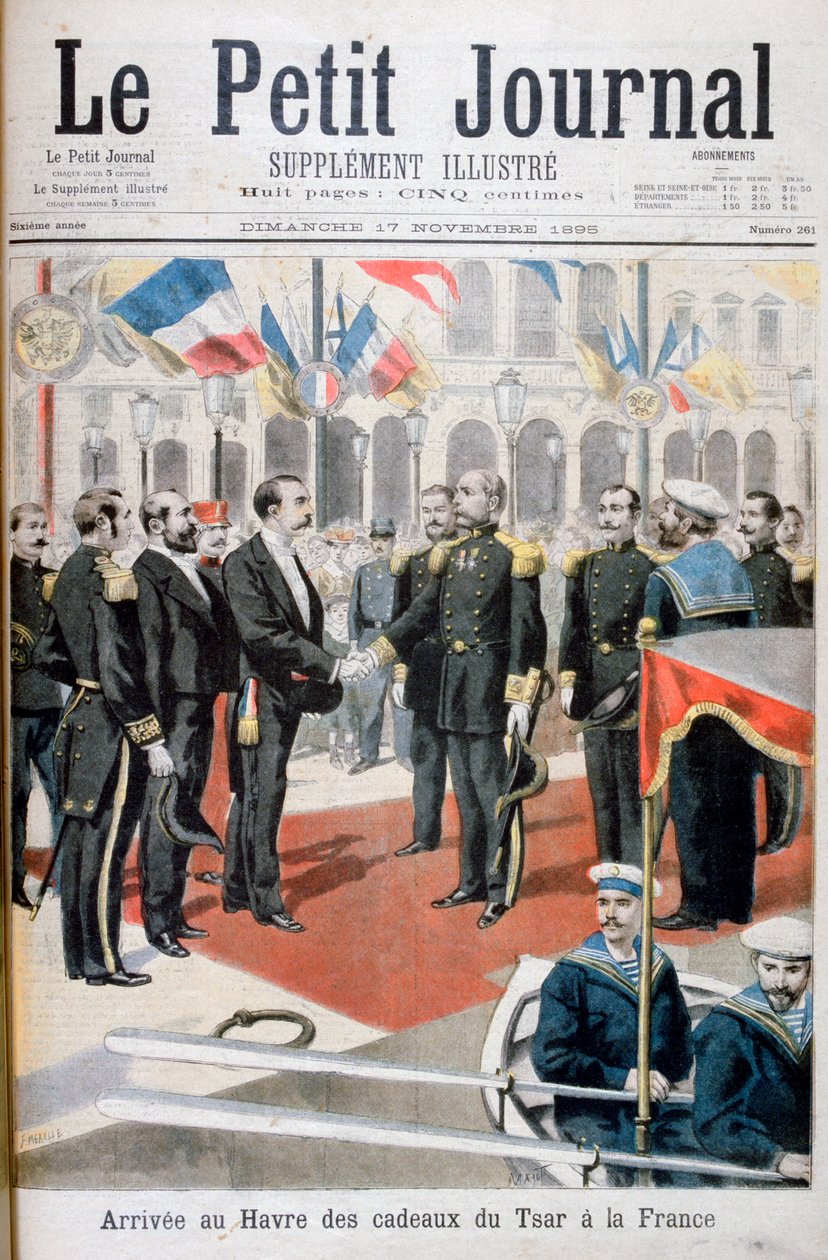 Ankomst til Le Havre av tsarens gaver i Frankrike, 1895 av Fortuné Méaulle