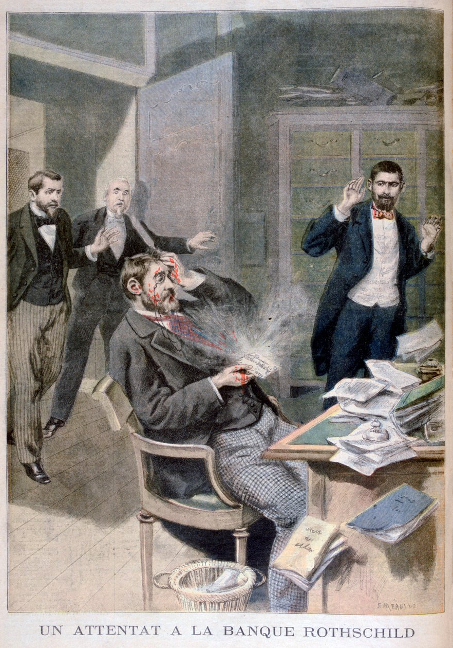 Eksplosjon av en brevbombe sendt til Baron Alphonse de Rothschild, 1895 av Fortuné Méaulle
