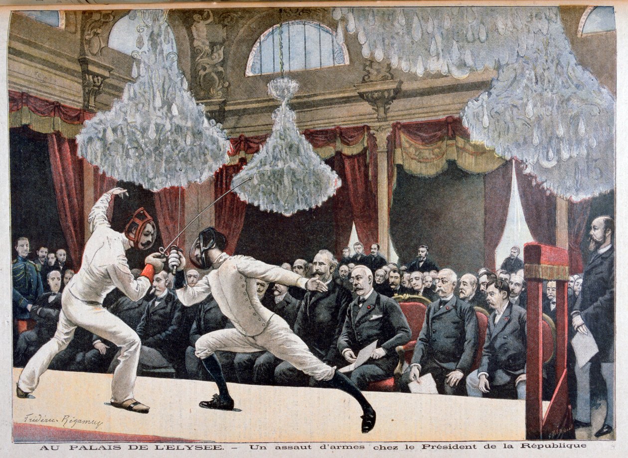 Fekting foran republikkens president, Palais de lÉlysée, 1895 av Fortuné Méaulle