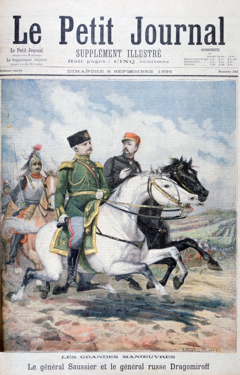 Fransk general Saussier og russisk general Dragomirov, 1895 av Fortuné Méaulle