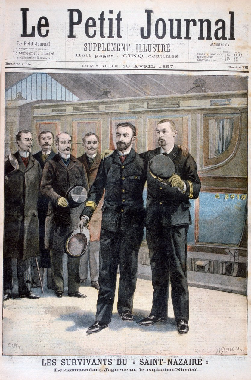 Overlevende fra byen Saint Nazaire, kommandør Jagueneau og kaptein Nicolai, 1897 av Fortuné Méaulle