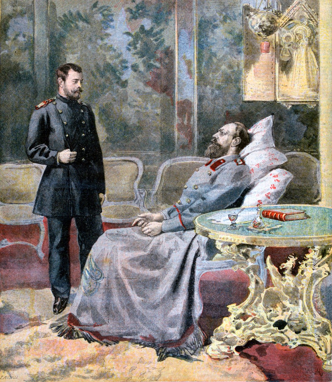 Tsarevich Nicholas og hans far Tsar Alexander III av Russland, 1894 av Fortuné Méaulle