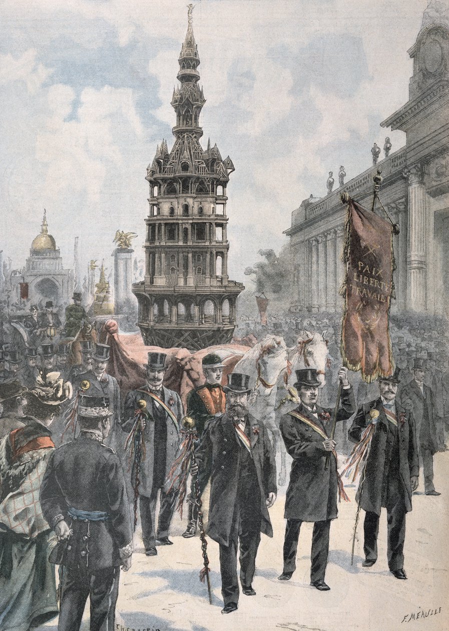 Parade av snekkernes mesterverk før Grand Palais, illustrasjon fra 