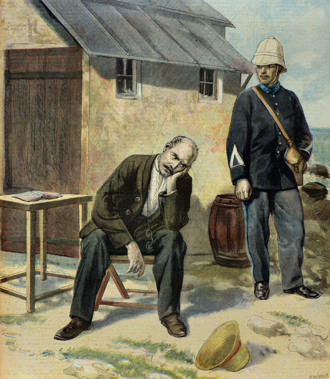Kaptein Alfred Dreyfus, fange på Djeveløya av Fortune Louis Meaulle
