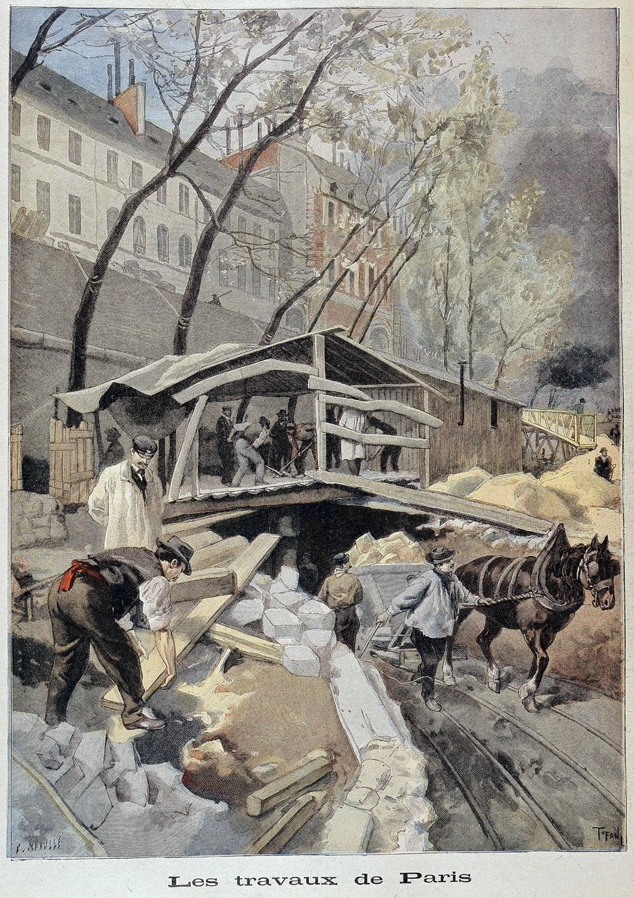 Byggeplass i Paris - i "" Le petit journal"" av 14.05.1899 av Fortune Louis Meaulle