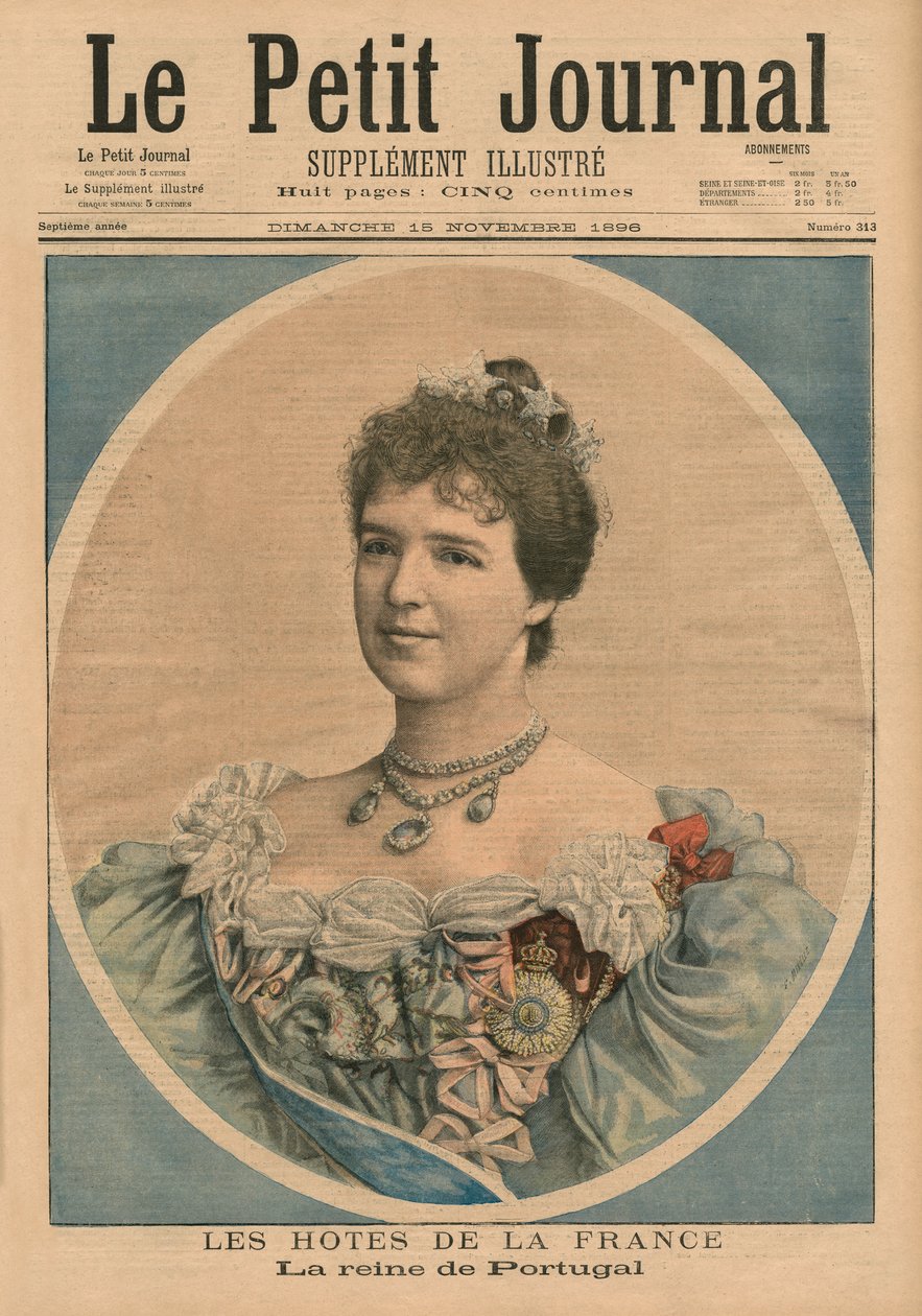 Franske verter, dronning Amelie av Portugal (1865-1951) forsideillustrasjon fra 
