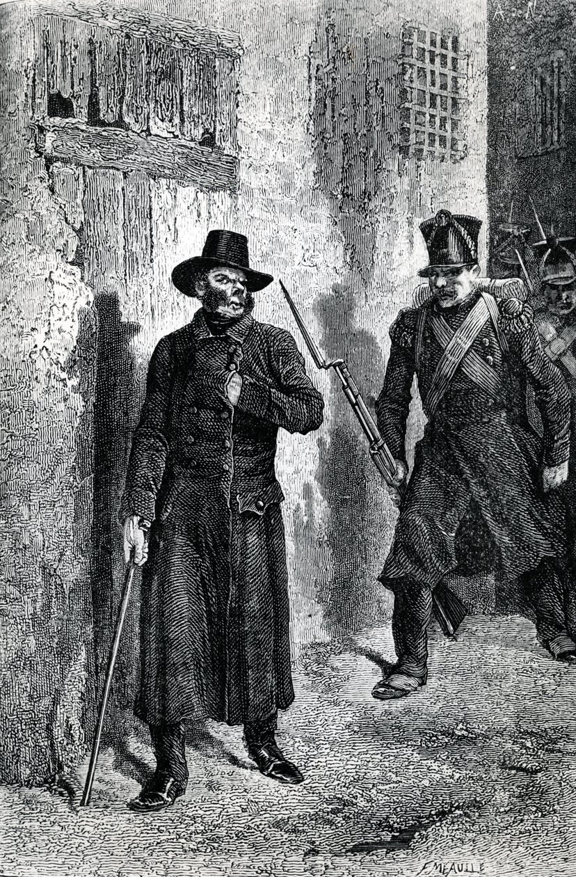 Javert jager Valjean, illustrasjon fra 