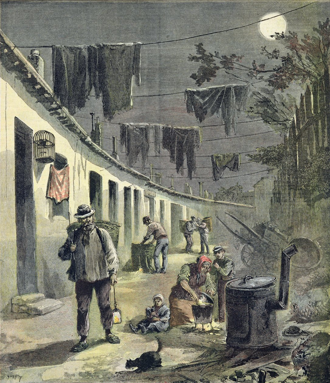 The ragpickers of Paris, illustrasjon fra det illustrerte tillegget til Le Petit Journal, 27. august, 1892 av Fortune Louis Meaulle and Henri Meyer