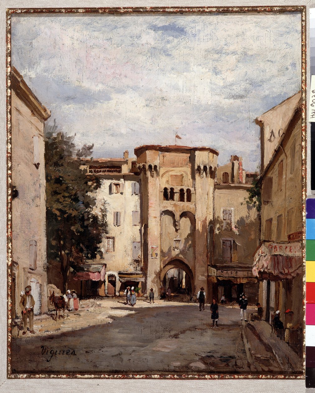 Befestet dør til Cavaillon i Vaucluse-maleriet av Fortune Viguier (1841-1916) Dim. 39,5x32 cm Obligatorisk omtale: Samlingsstiftelsen hilsen Provence, Marseille av Fortune Viguier