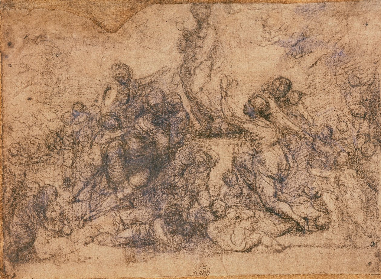 Studie for tilbedelse av Venus, ca. 1490-1517 (kull på papir) av Fra 1472 1517 Bartolommeo