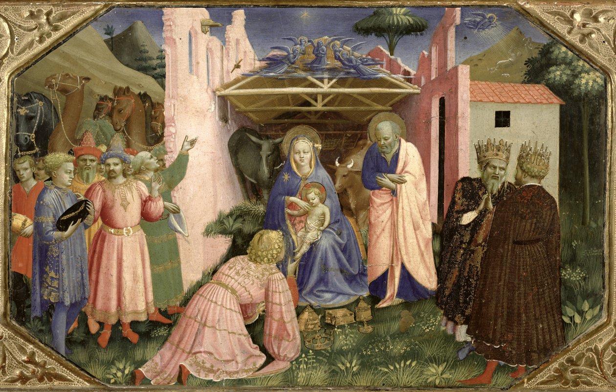 Tilbedelse av magi, fra predellaen til kunngjøringsaltertavlen, ca. 1430-32 (tempera og gull på panel) av Fra Angelico