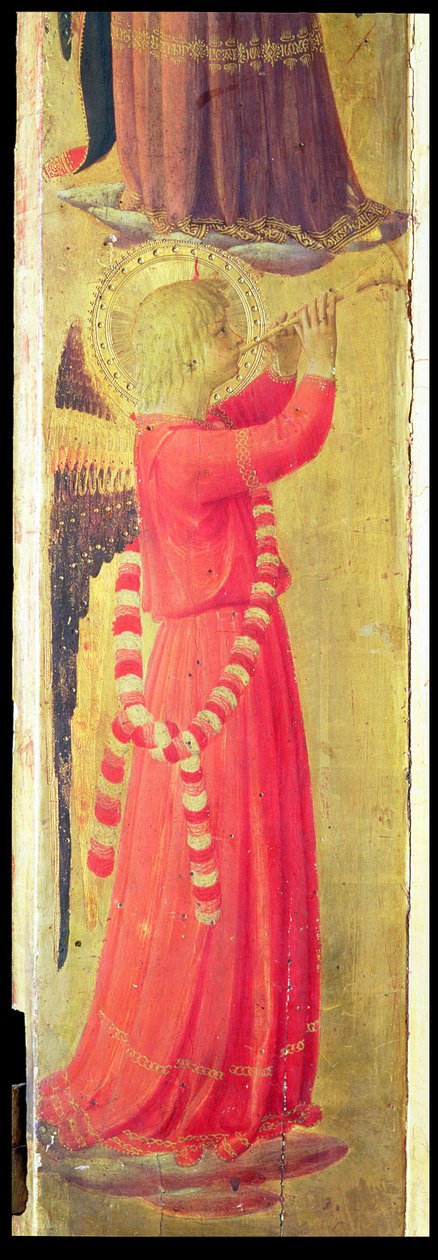Angel Playing a Pipe, fra Linaiuoli Triptych, 1433 (tempera på panel) (detalj) av Fra Angelico