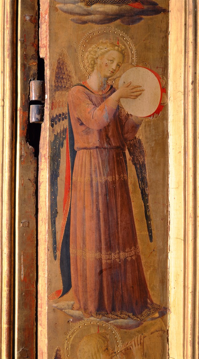 Angel Playing a Tambourine, detalj fra Linaiuoli Triptych, 1433 (tempera på panel) av Fra Angelico