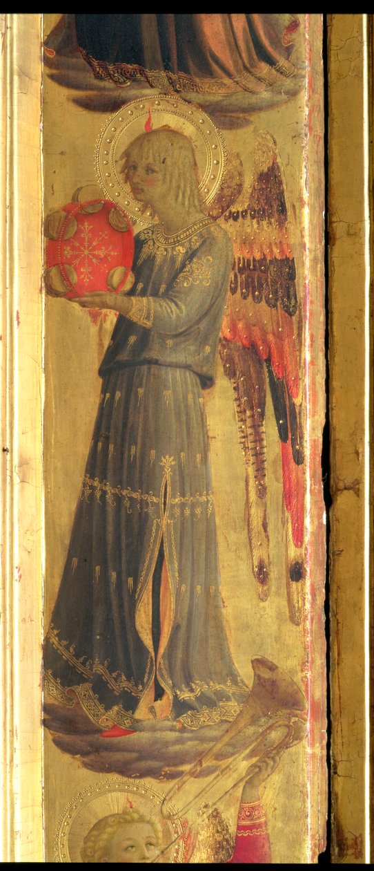 Engel som spiller en tamburin, detalj fra Linaivoli Triptych, 1433 (tempera på panel) av Fra Angelico