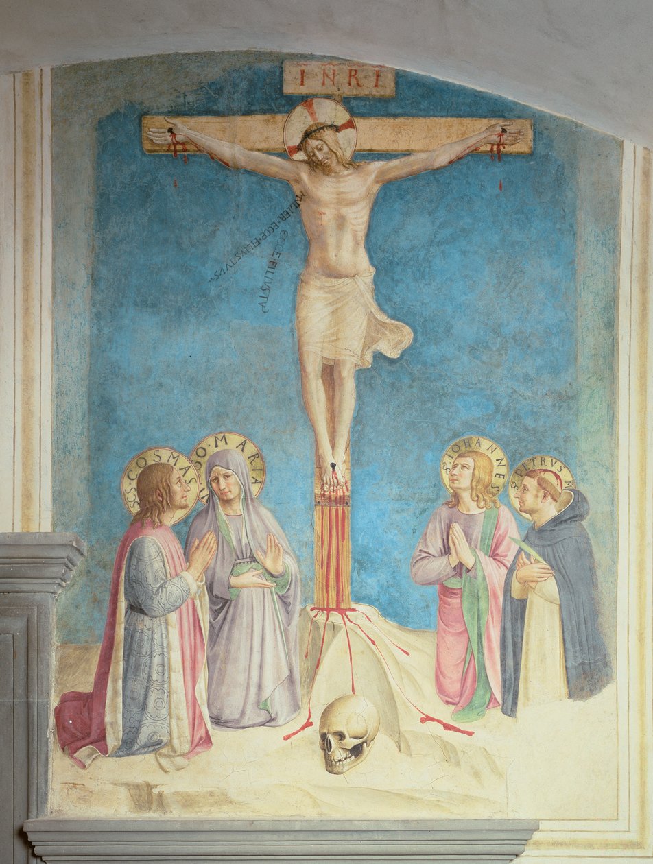 Korsfestelse med SS. Cosmas, John og Peter Martyr, 1442 av Fra Angelico