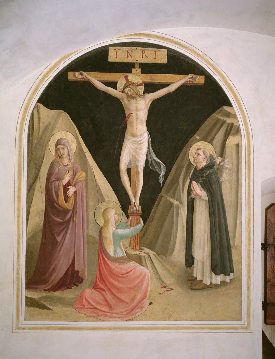 Korsfestelse med St. Dominic, fra celle 25 av Fra Angelico