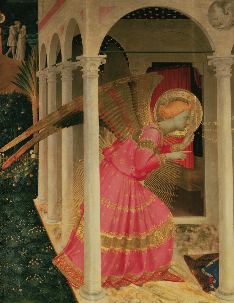 Detalj fra kunngjøringen som viser engelen Gabriel av Fra Angelico