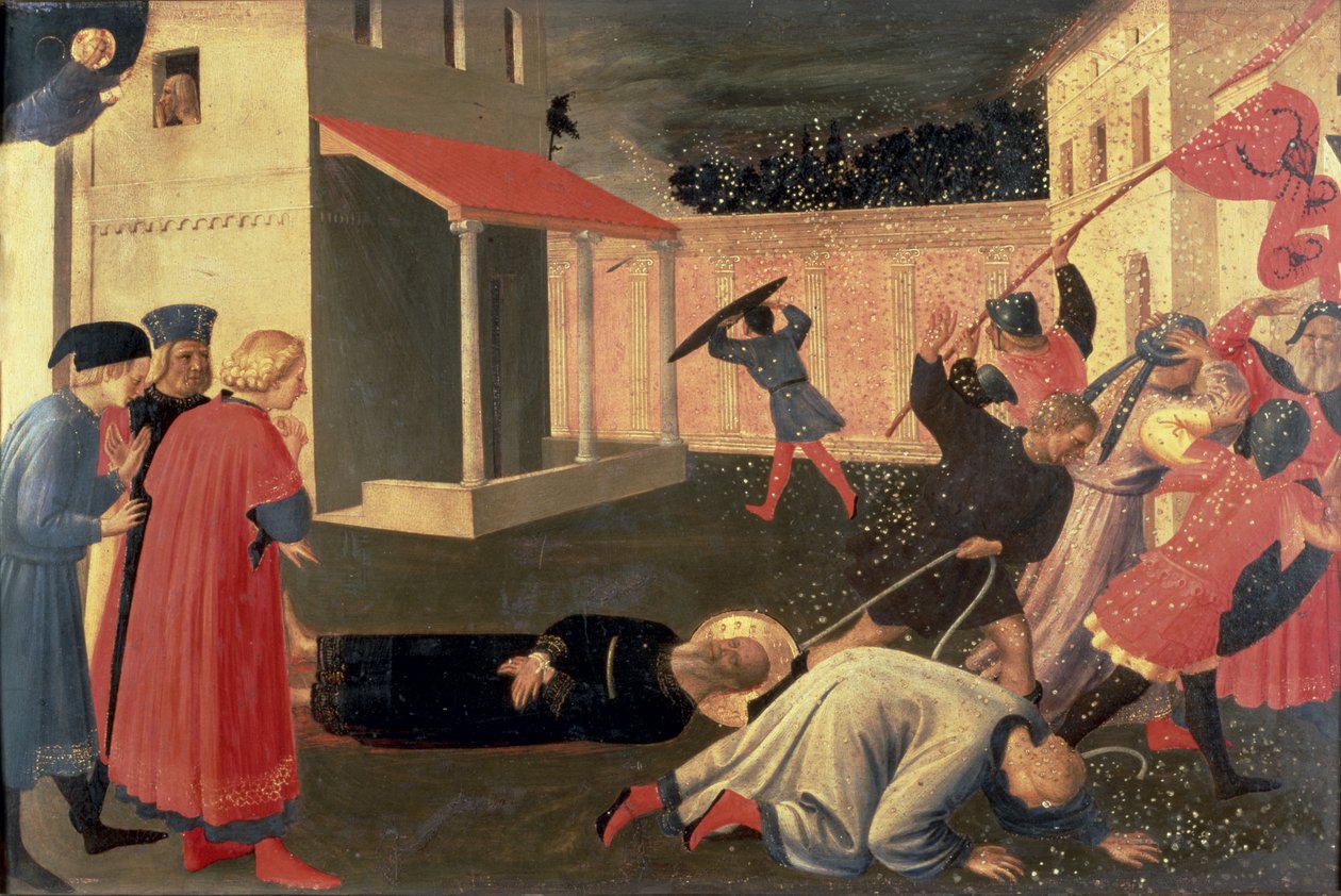 Detalj fra Linaiuoli Triptych, predella som viser Martyrium of St. Mark, 1433 (tempera på panel) av Fra Angelico