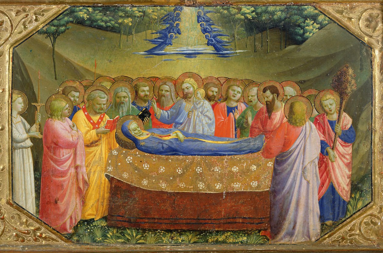 Jomfru Marias begravelse fra predellaen til bebudelsesaltertavlen, ca. 1430-32 (tempera og gull på panel) av Fra Angelico