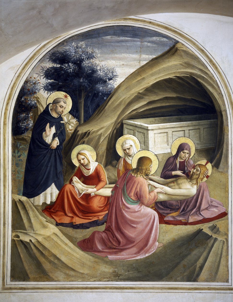 Klagesang over Kristi legeme, med St. Dominic, 1442 av Fra Angelico