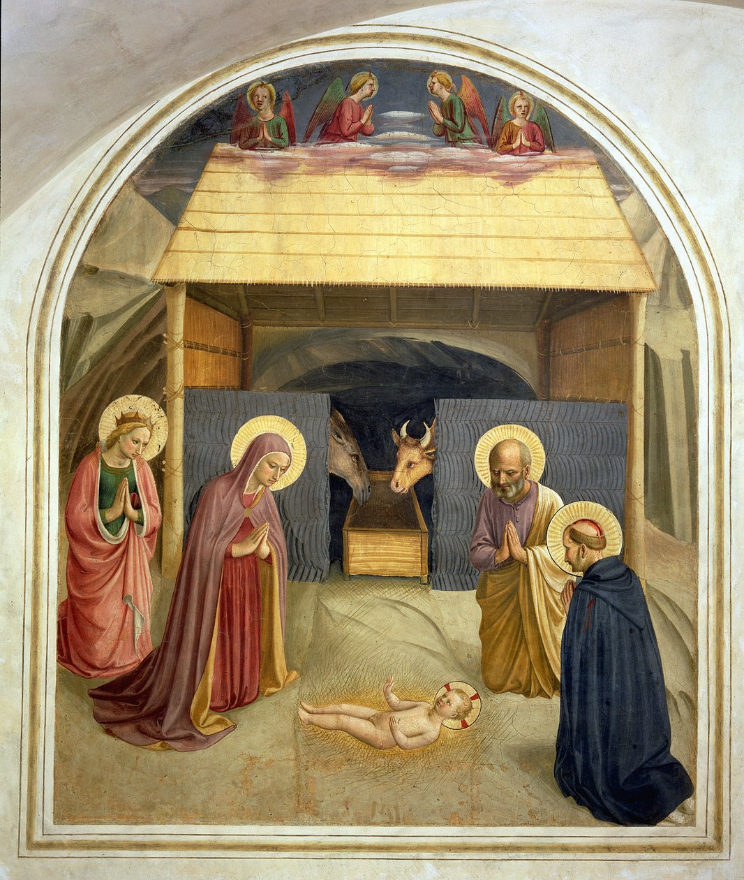 Fødsel, med St. Katarina av Alexandria og St. Peter Martyren, 1442 av Fra Angelico