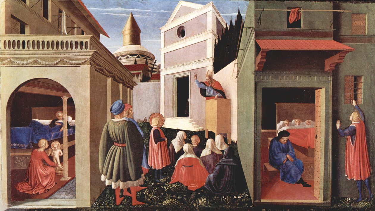 Predella -panel av triptyken av San Domenico i Perugia om livet til St. Nicholas of Bari, scene av Fra Angelico