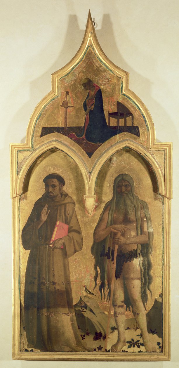 SS. Francis og Onuphrius, sidepanel fra The Madonna and Child with the Holy Trinity Tabernacle, ca.1430 (tempera på panel) (se også 94747-8) av Fra Angelico
