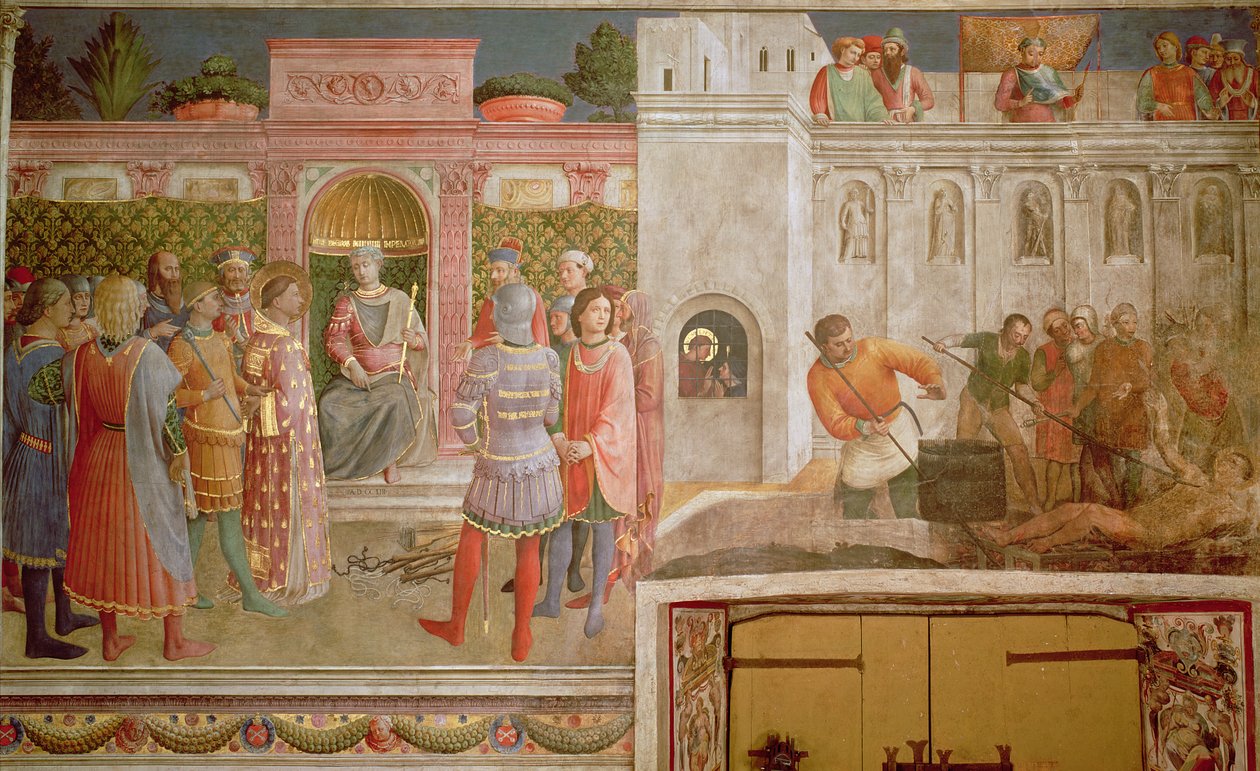 St.Lawrence før Decius og St.Lawrences martyrium av Fra Angelico