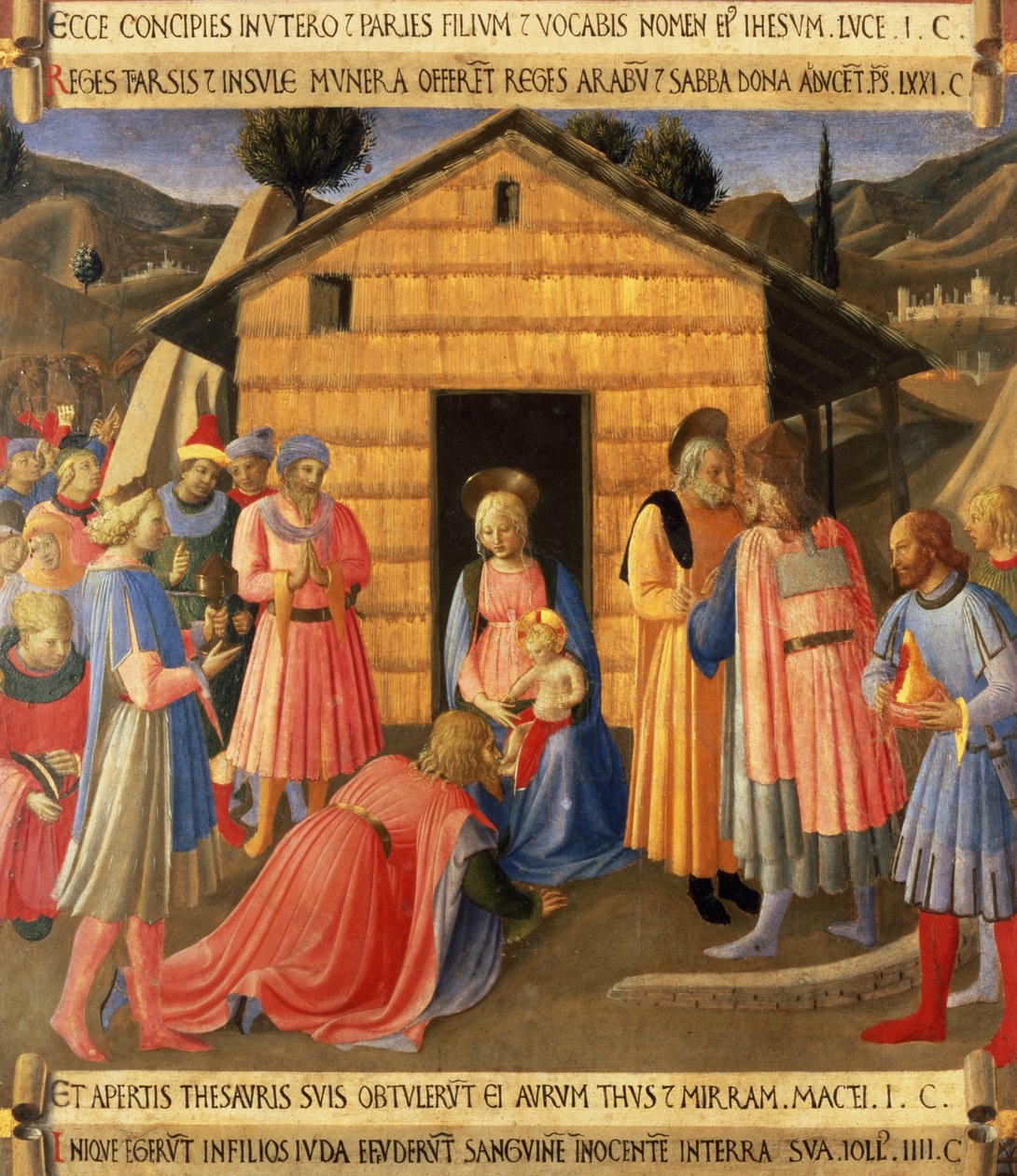 The Adoration of the Magi, detalj fra panel ett av sølvskattkammeret i Santissima Annunziata, ca. 1450-53 (tempera på panel) av Fra Angelico