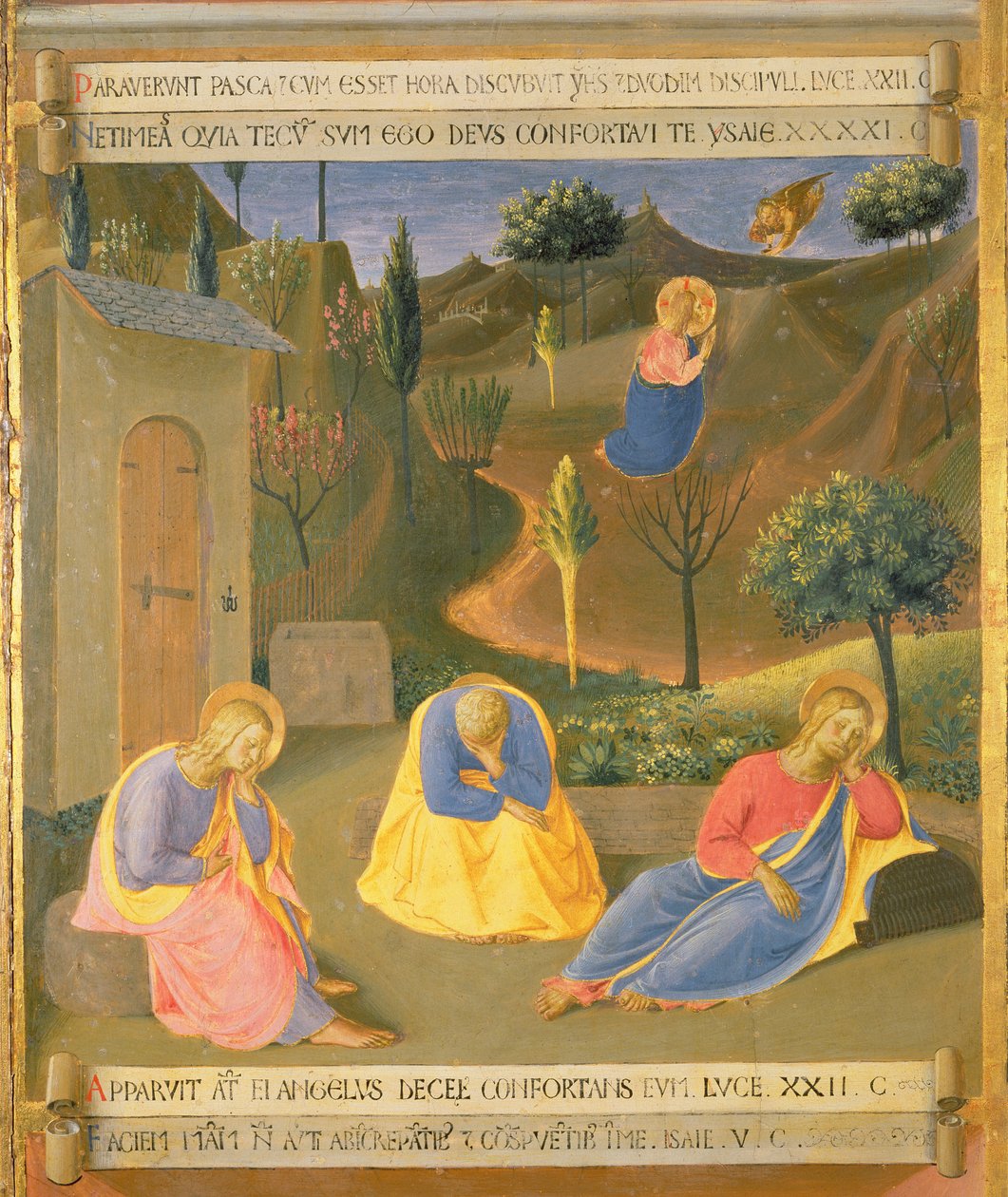 The Agony in the Garden, detalj fra panel tre i Silver Treasury of Santissima Annunziata, ca. 1450-53 (tempera på panel) av Fra Angelico