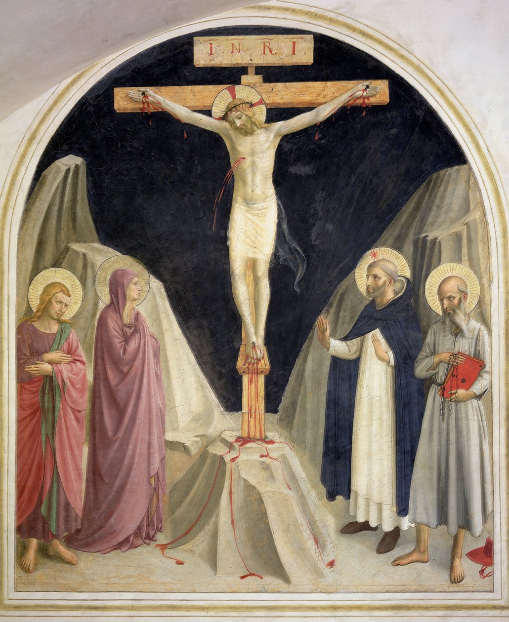 Korsfestelsen, med SS. Dominic og Jerome, 1442 av Fra Angelico
