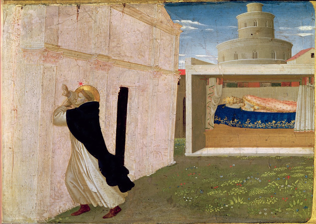 The Dream of Innocent III, fra predellapanelet til Jomfruens kroning, ca. 1430-32 (tempera på panel) av Fra Angelico