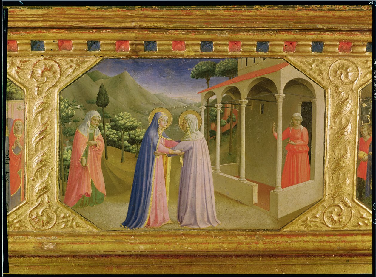 Besøk, fra predellaen til Annunciation Alterpiece, ca. 1430-32 (tempera og gull på panel) av Fra Angelico