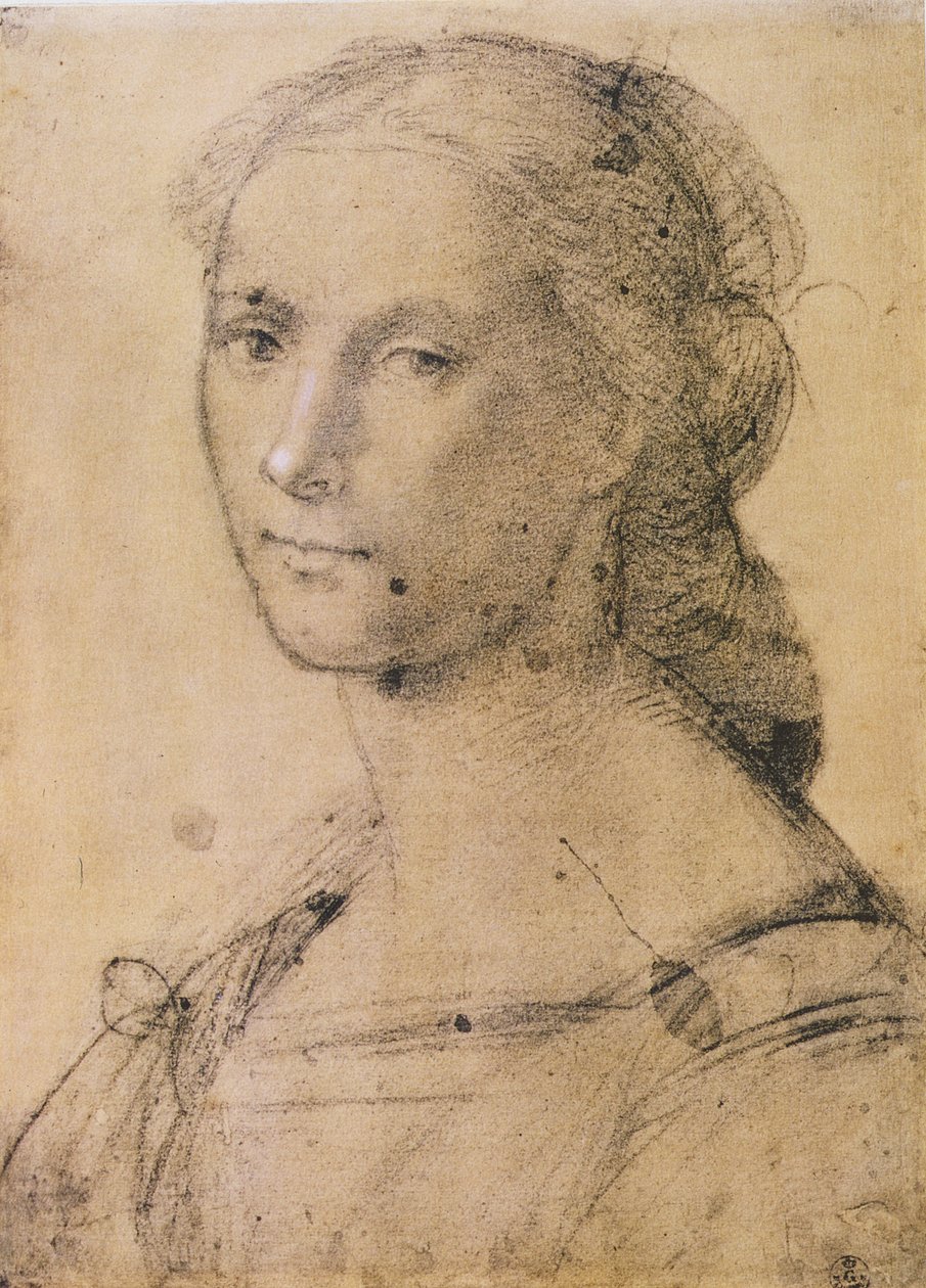 Portrett av en ung kvinne (kritt på papir) av Fra Bartolommeo