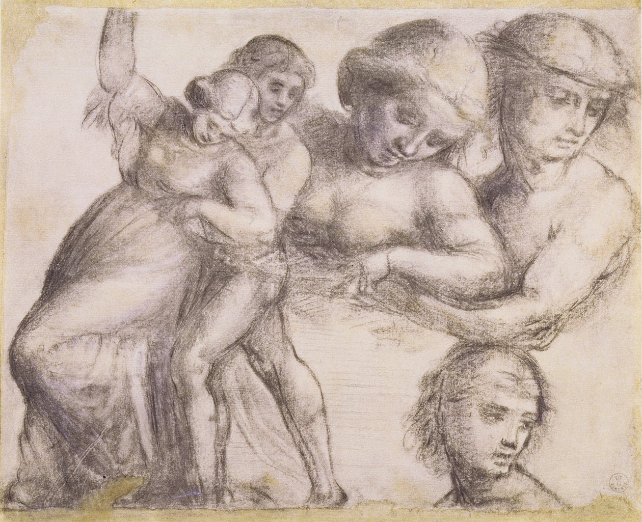 Studie av en mann og en kvinne for Madonna della Misericordia i Villa Guinigi, Lucca, ca. 1515 (kritt på papir) av Fra Bartolommeo
