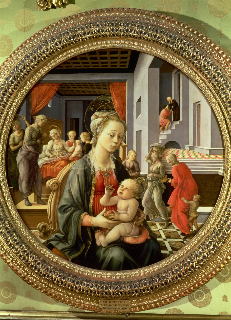 Madonna og barn med scener fra Jomfruens liv, 1452 (tempera på panel) av Fra Filippo Lippi