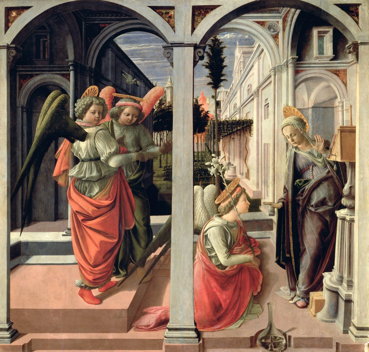 Bebudelsen med tre engler, 1440 av Fra Filippo Lippi