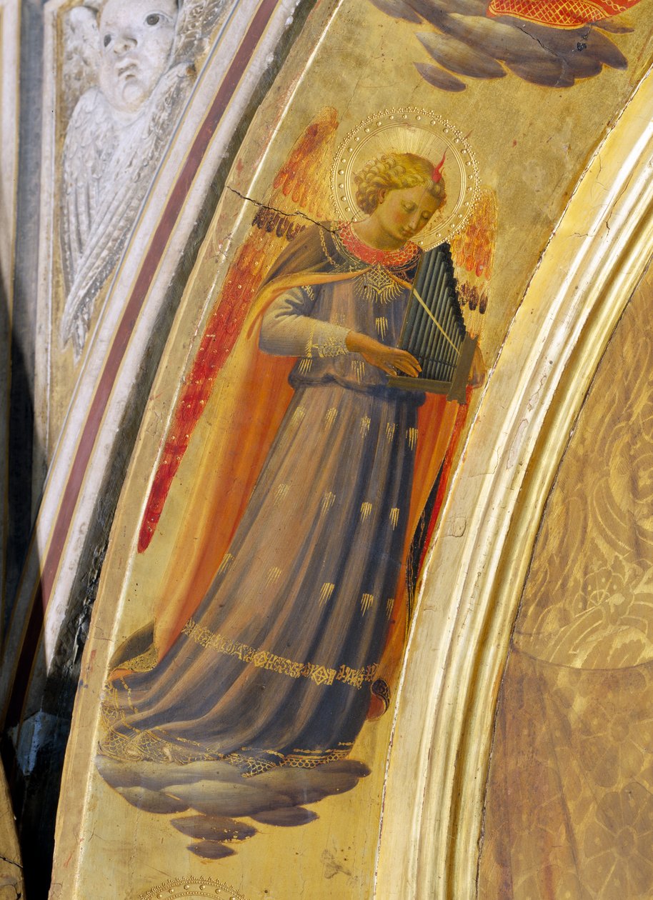 Engel med orgel, detalj fra Linaiuoli Triptych, 1433 (tempera på panel) av Fra Angelico
