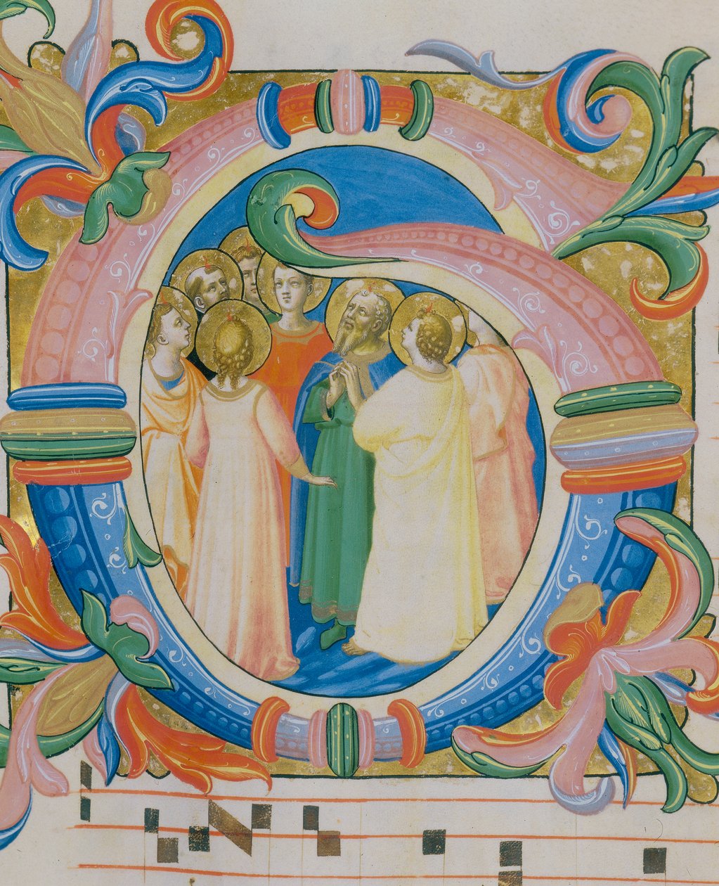 Gruppe av helgener, illustrert miniatyr i et missal (ca. 9, verso), av Fra Angelico