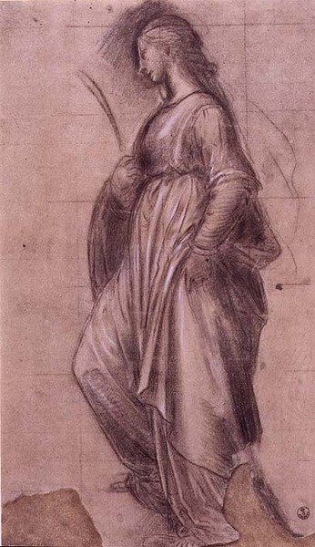 Studie av St. Katarina av Alexandria (kritt med gouache på papir) av Fra Bartolomeo