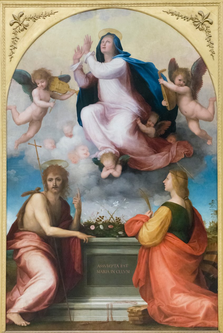 Himmelfart med døperen Johannes og den hellige Katarina av Alexandria av Fra (1472 1517) Bartolomeo